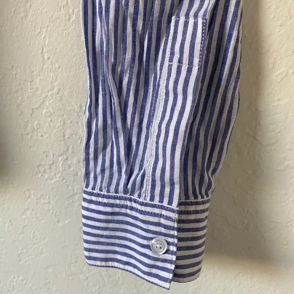 Rails Womens Blouse Size XS Frances Banker Stripe Floral Patch Button Down Shirt - Picture 6 of 11